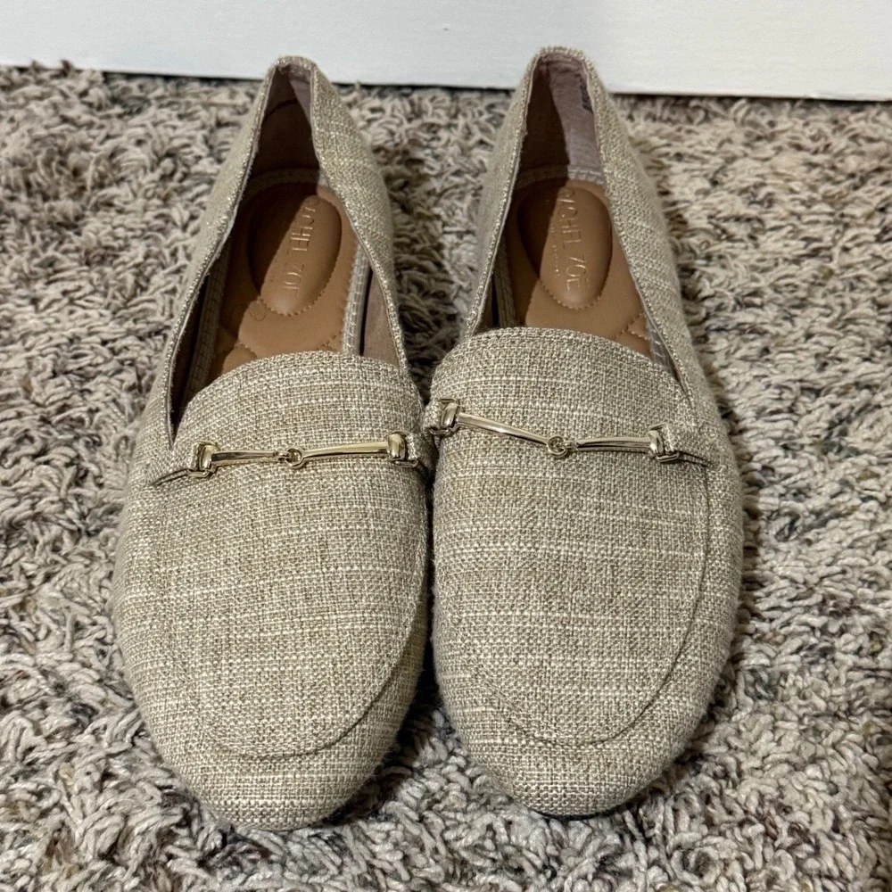 Rachel Zoe Womens Beige Textile Horsebit Loafers Almond Toe Flats 10M AXE